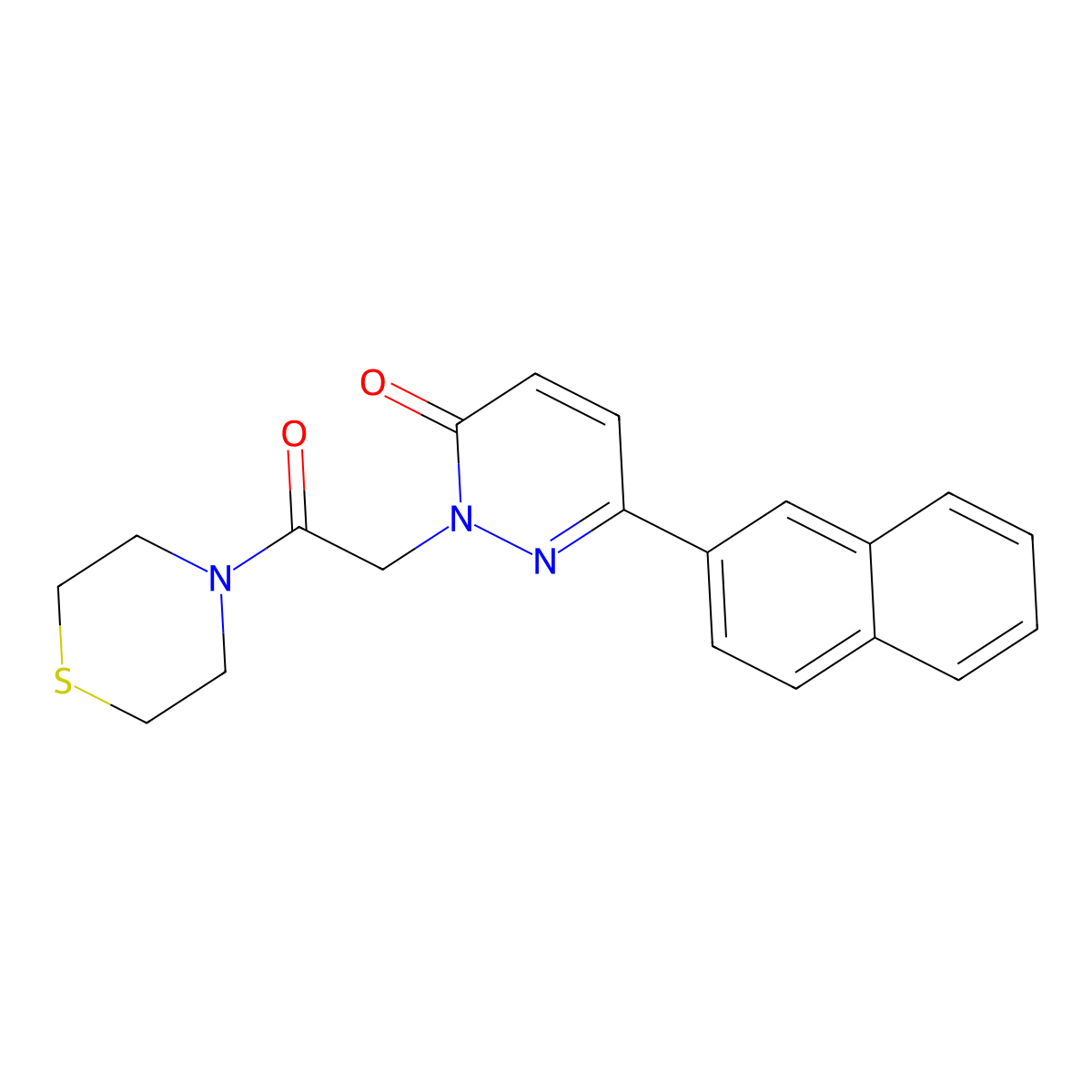 6-(naphthalen-2-yl)-2-[2-oxo-2-(thiomorpholin-4-yl)ethyl]pyridazin-3(2H)-one molecular structure, CAS 1246049-91-1
