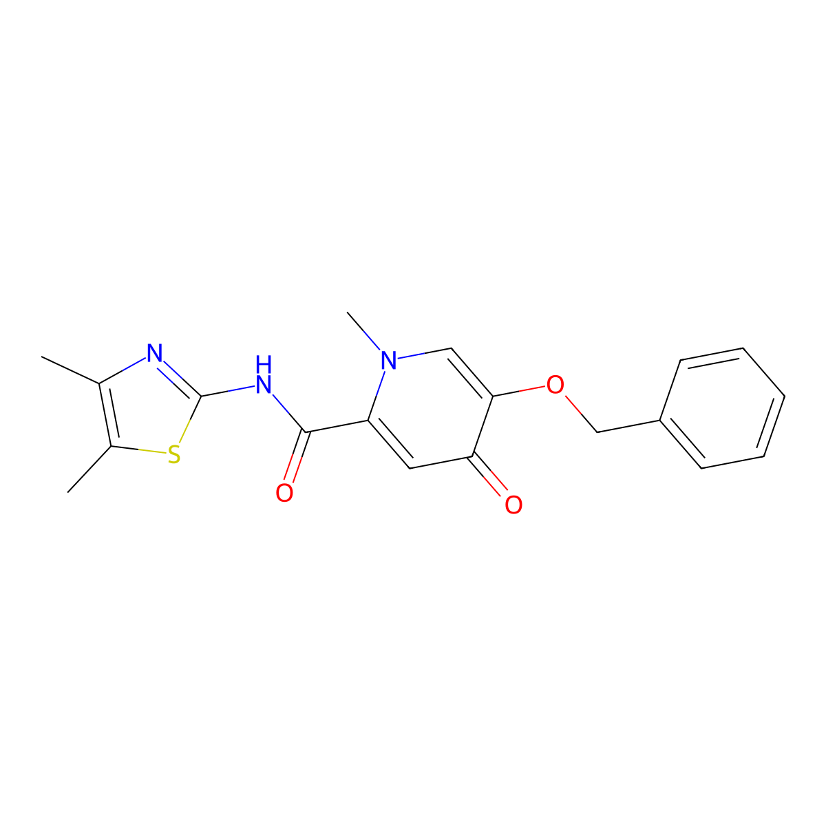 5-(benzyloxy)-N-[(2E)-4,5-dimethyl-1,3-thiazol-2(3H)-ylidene]-1-methyl-4-oxo-1,4-dihydropyridine-2-carboxamide molecular structure, CAS 1246050-05-4