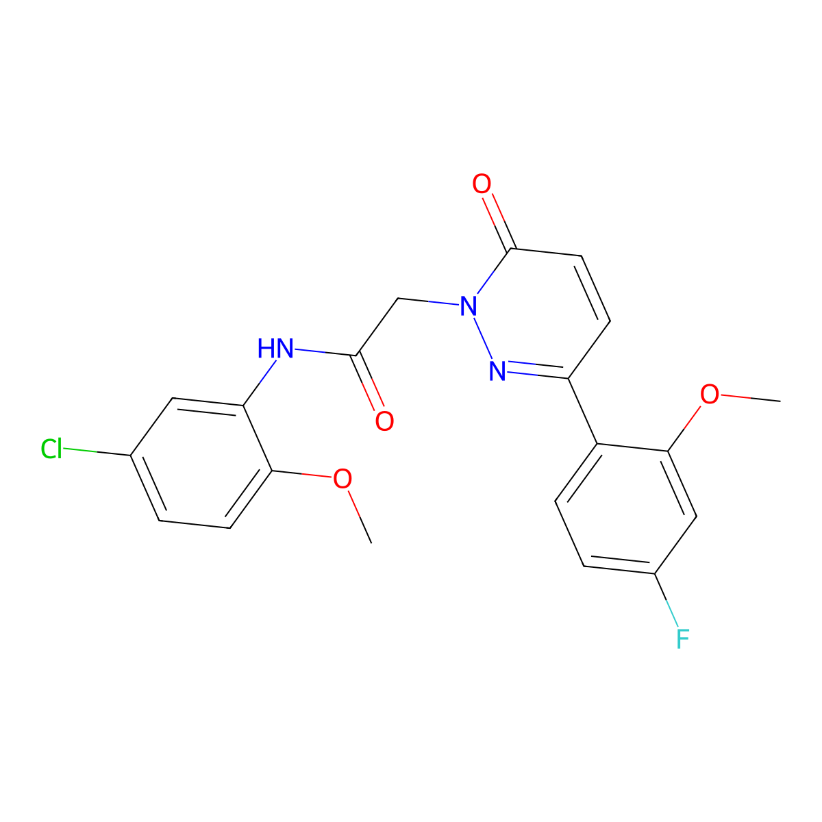 N-(5-chloro-2-methoxyphenyl)-2-[3-(4-fluoro-2-methoxyphenyl)-6-oxopyridazin-1(6H)-yl]acetamide molecular structure, CAS 1246050-14-5
