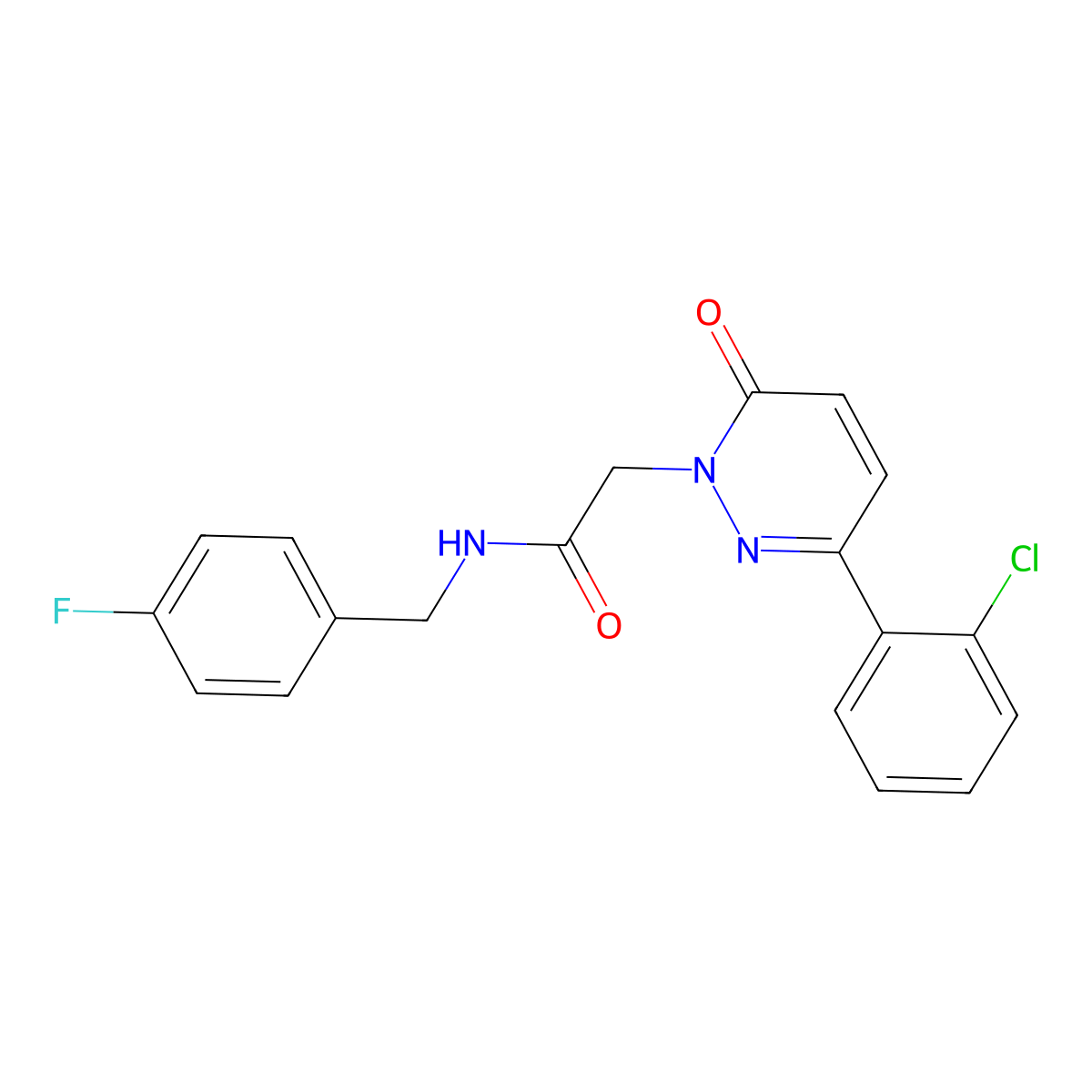 2-(3-(2-chlorophenyl)-6-oxopyridazin-1(6H)-yl)-N-(4-fluorobenzyl)acetamide molecular structure, CAS 1246050-17-8