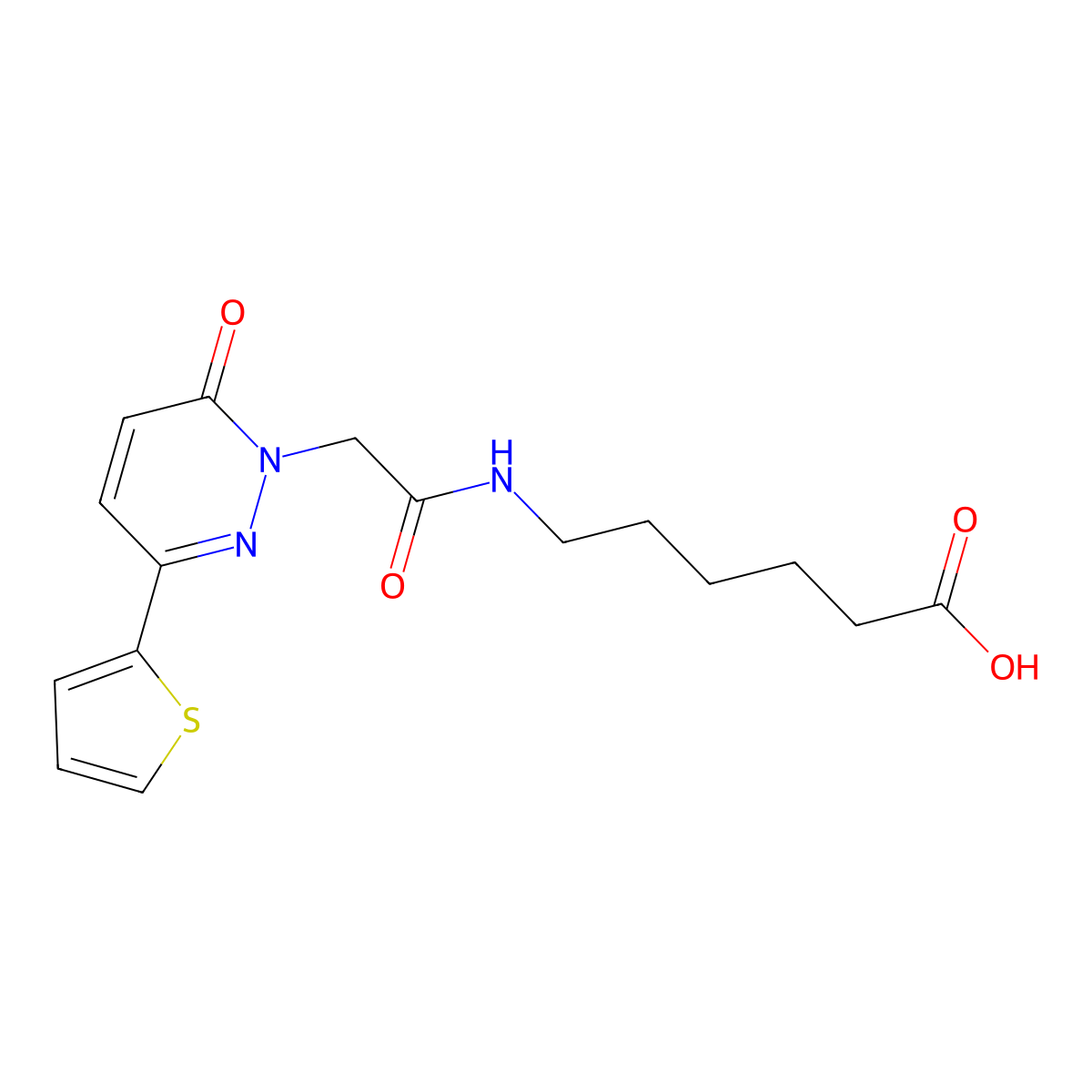 6-({[6-oxo-3-(thiophen-2-yl)pyridazin-1(6H)-yl]acetyl}amino)hexanoic acid molecular structure, CAS 1246050-89-4