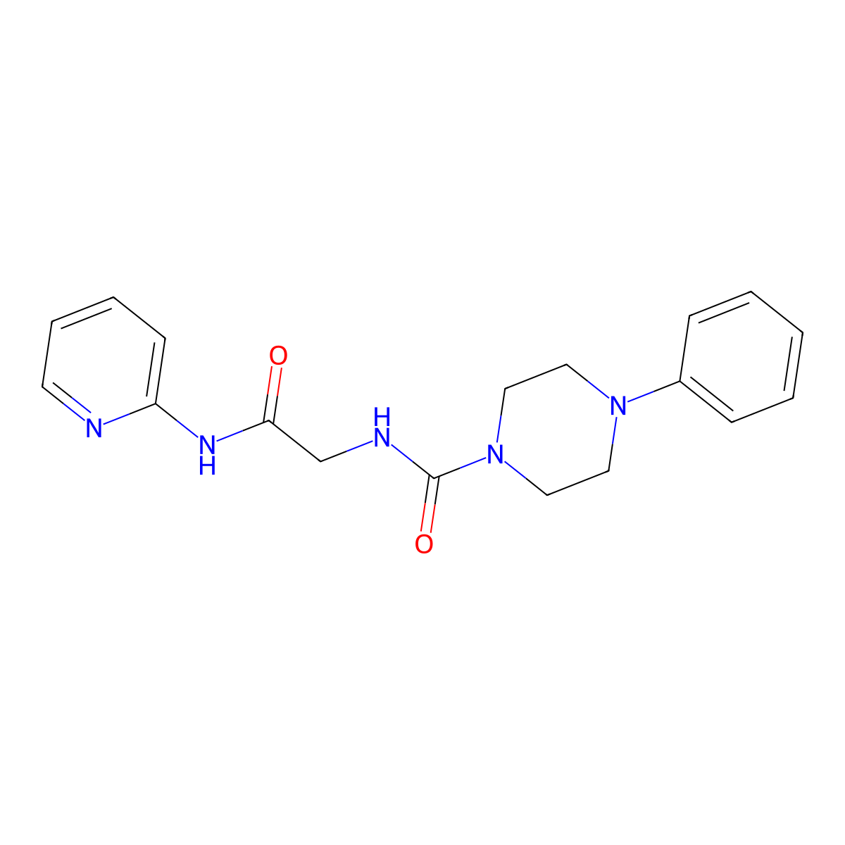 N-(2-oxo-2-(pyridin-2-ylamino)ethyl)-4-phenylpiperazine-1-carboxamide molecular structure, CAS 1246050-96-3