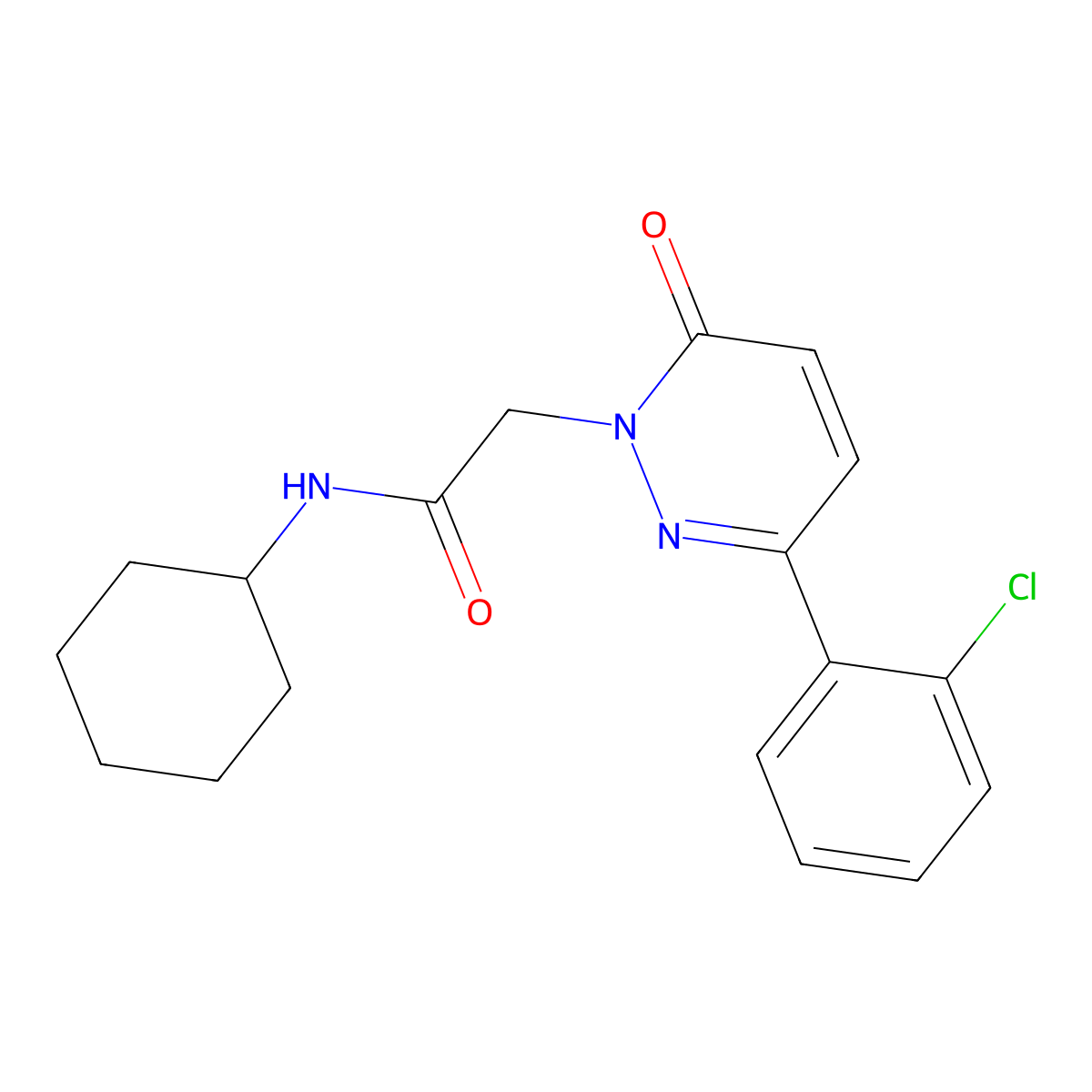 2-(3-(2-chlorophenyl)-6-oxopyridazin-1(6H)-yl)-N-cyclohexylacetamide molecular structure, CAS 1246050-98-5