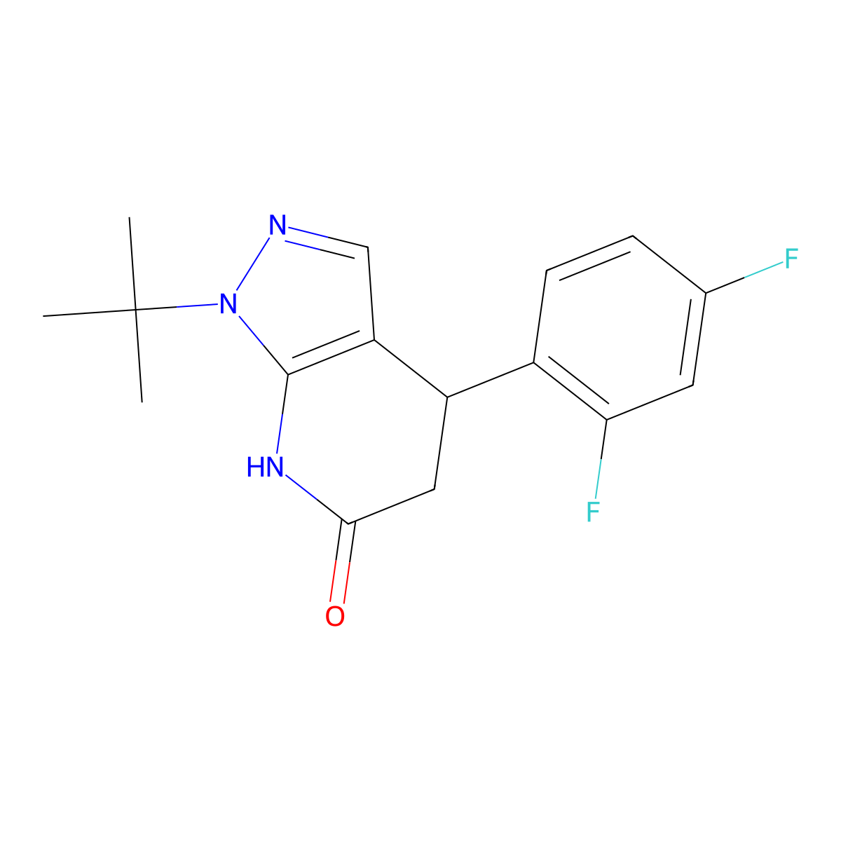 1-tert-butyl-4-(2,4-difluorophenyl)-4,5-dihydro-1H-pyrazolo[3,4-b]pyridin-6-ol molecular structure, CAS 1246051-00-2