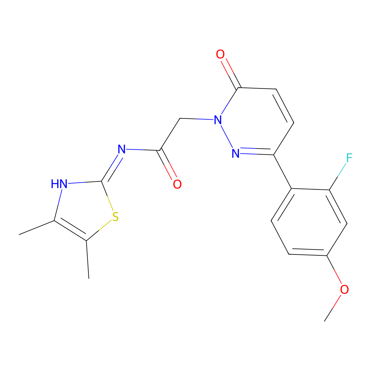 N-[(2Z)-4,5-dimethyl-1,3-thiazol-2(3H)-ylidene]-2-[3-(2-fluoro-4-methoxyphenyl)-6-oxopyridazin-1(6H)-yl]acetamide molecular structure, CAS 1246051-03-5