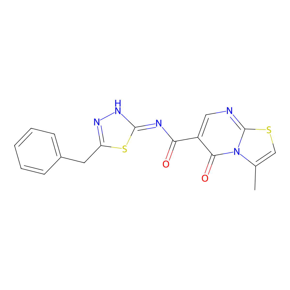 N-[(2Z)-5-benzyl-1,3,4-thiadiazol-2(3H)-ylidene]-3-methyl-5-oxo-5H-[1,3]thiazolo[3,2-a]pyrimidine-6-carboxamide molecular structure, CAS 1246051-06-8