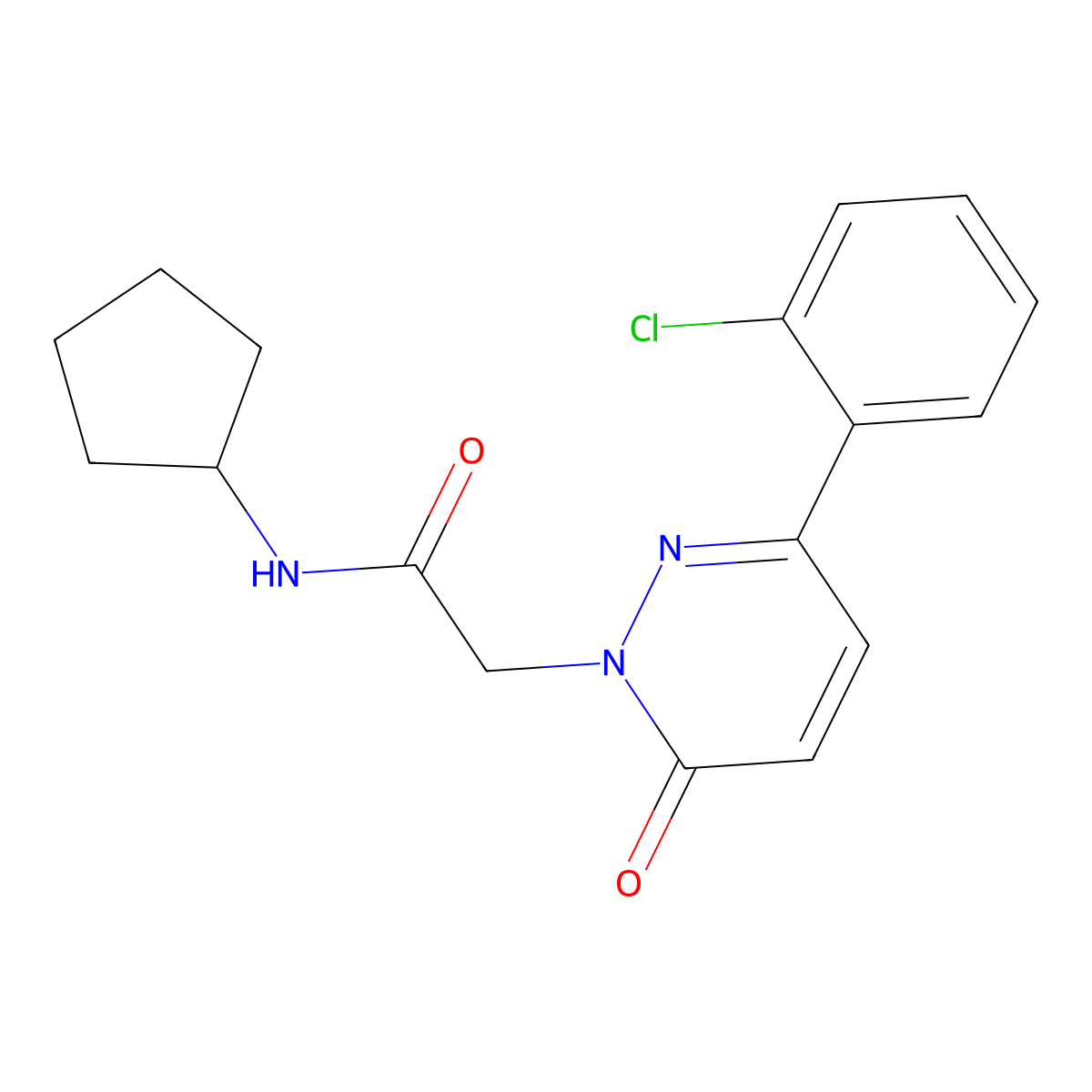 2-[3-(2-chlorophenyl)-6-oxopyridazin-1(6H)-yl]-N-cyclopentylacetamide molecular structure, CAS 1246051-07-9