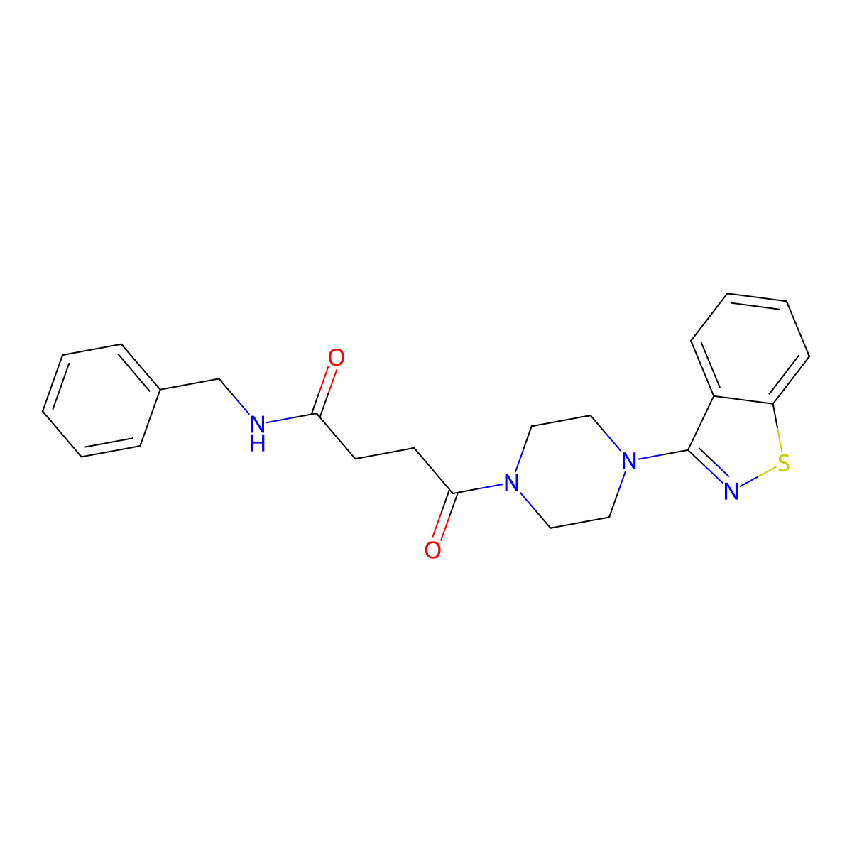 4-[4-(1,2-benzisothiazol-3-yl)piperazino]-N~1~-benzyl-4-oxobutanamide molecular structure, CAS 1246051-23-9