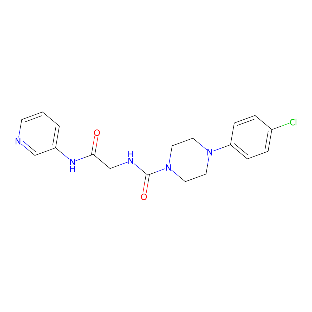 4-(4-chlorophenyl)-N-(2-oxo-2-(pyridin-3-ylamino)ethyl)piperazine-1-carboxamide molecular structure, CAS 1246051-37-5