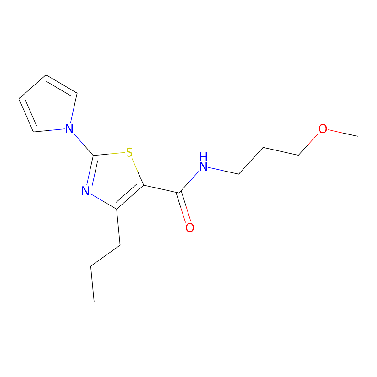 N-(3-methoxypropyl)-4-propyl-2-(1H-pyrrol-1-yl)-1,3-thiazole-5-carboxamide molecular structure, CAS 1246052-00-5