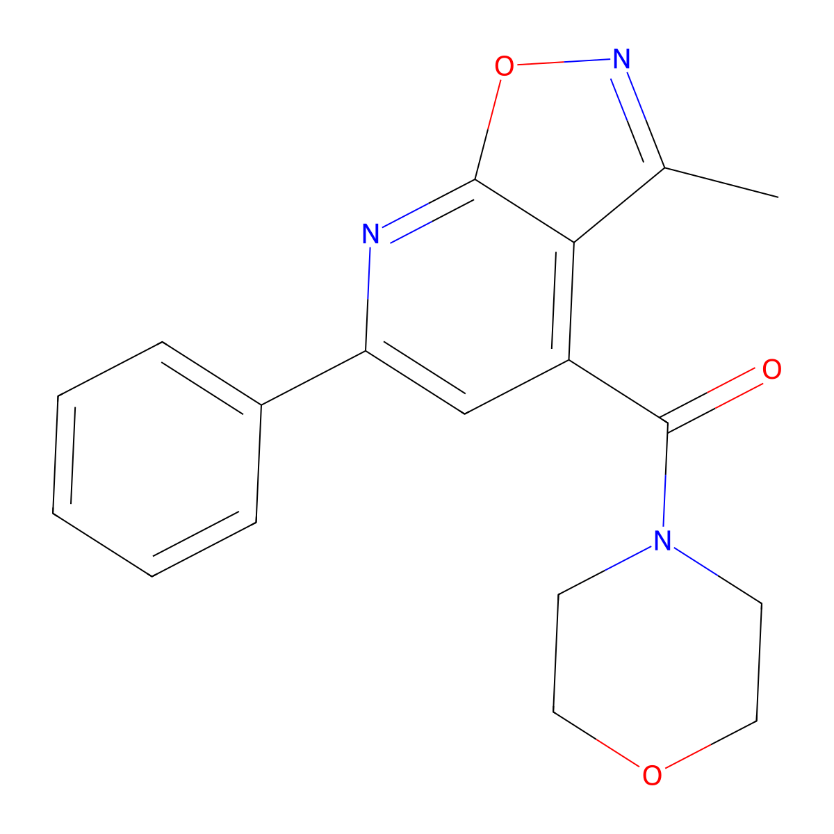 (3-Methyl-6-phenylisoxazolo[5,4-b]pyridin-4-yl)(morpholino)methanone molecular structure, CAS 1246052-04-9