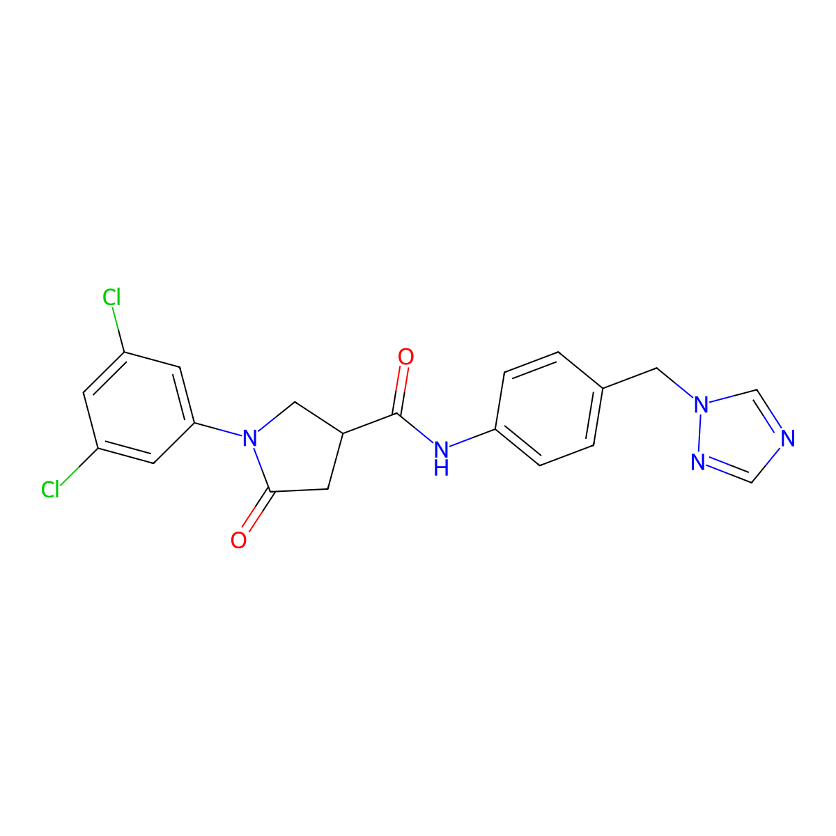 1-(3,5-dichlorophenyl)-5-oxo-N-[4-(1H-1,2,4-triazol-1-ylmethyl)phenyl]pyrrolidine-3-carboxamide molecular structure, CAS 1246052-16-3