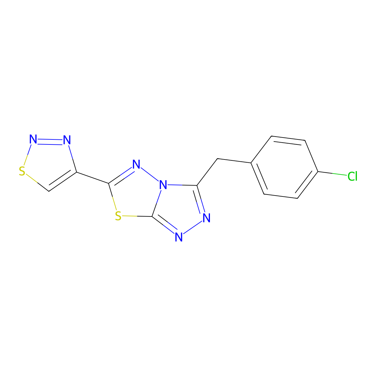 3-(4-Chlorobenzyl)-6-(1,2,3-thiadiazol-4-yl)[1,2,4]triazolo[3,4-b][1,3,4]thiadiazole molecular structure, CAS 1246052-27-6