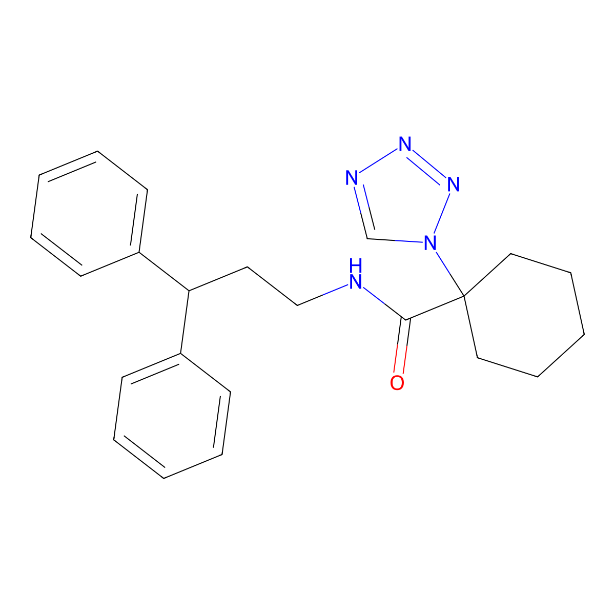 N-(3,3-diphenylpropyl)-1-(1H-tetrazol-1-yl)cyclohexanecarboxamide molecular structure, CAS 1246052-47-0