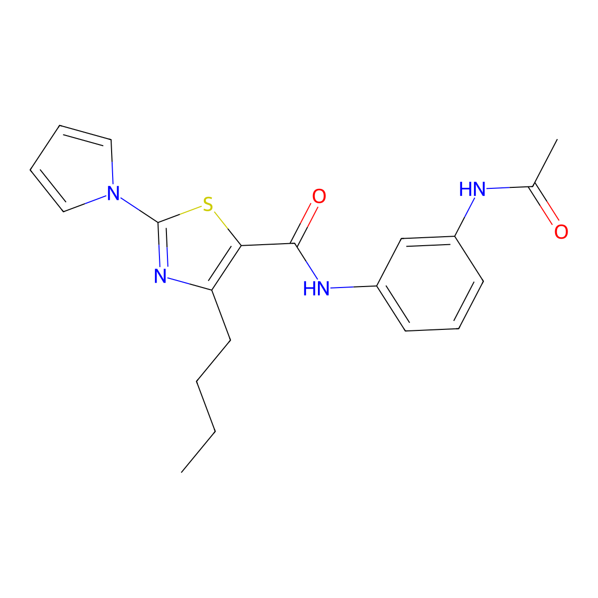 N-[3-(acetylamino)phenyl]-4-butyl-2-(1H-pyrrol-1-yl)-1,3-thiazole-5-carboxamide molecular structure, CAS 1246052-57-2