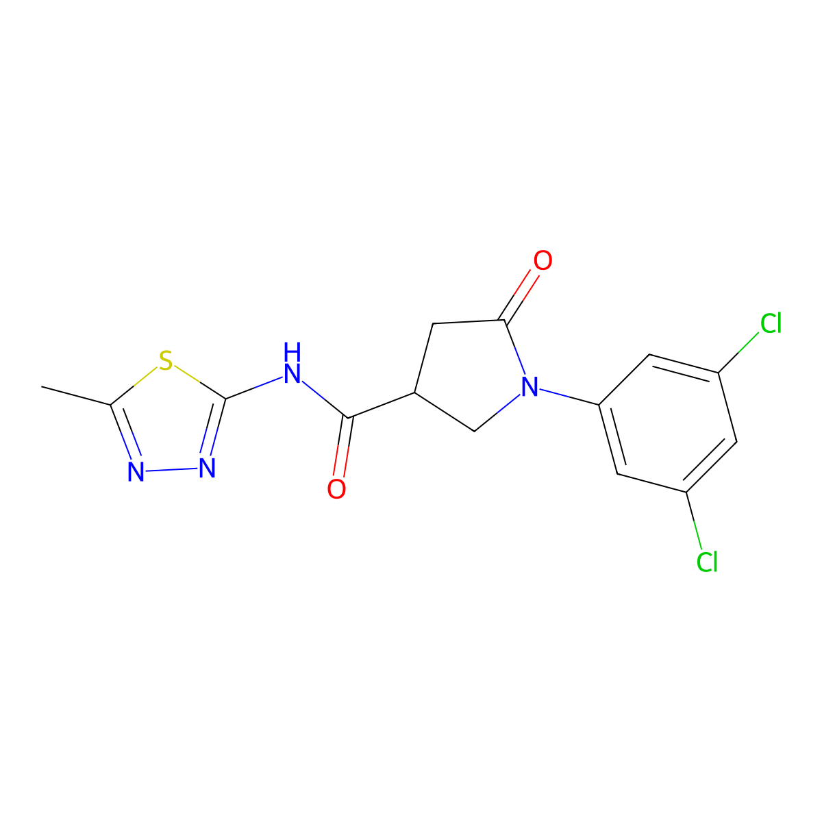 1-(3,5-dichlorophenyl)-N-(5-methyl-1,3,4-thiadiazol-2-yl)-5-oxopyrrolidine-3-carboxamide molecular structure, CAS 1246052-63-0