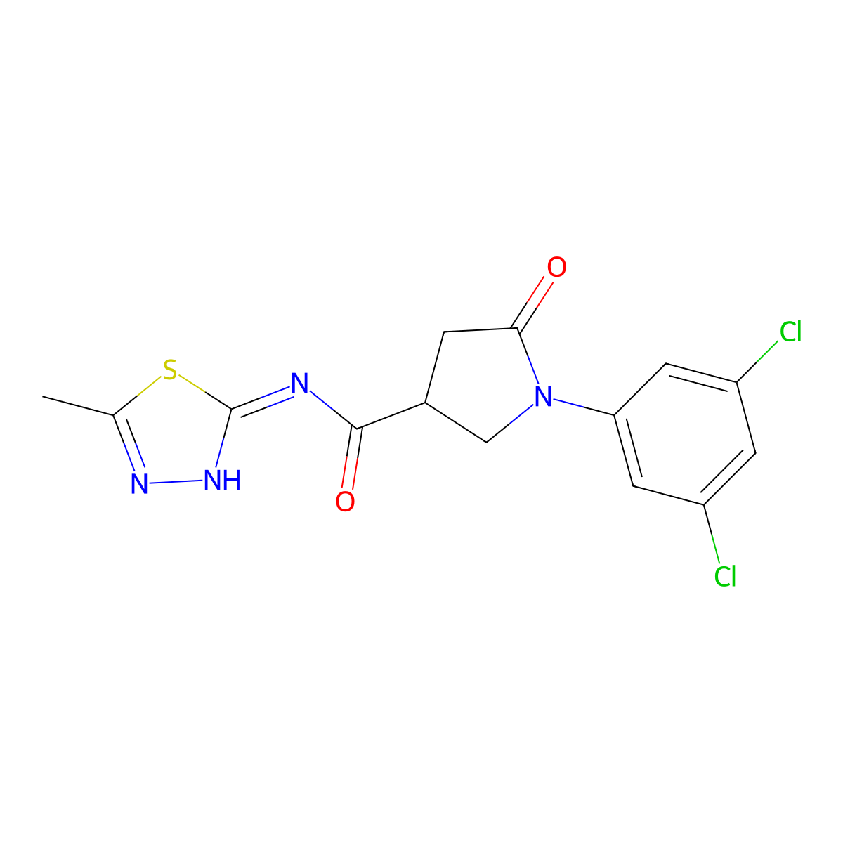 1-(3,5-dichlorophenyl)-N-(5-methyl-1,3,4-thiadiazol-2-yl)-5-oxopyrrolidine-3-carboxamide molecular structure, CAS 1246052-63-0