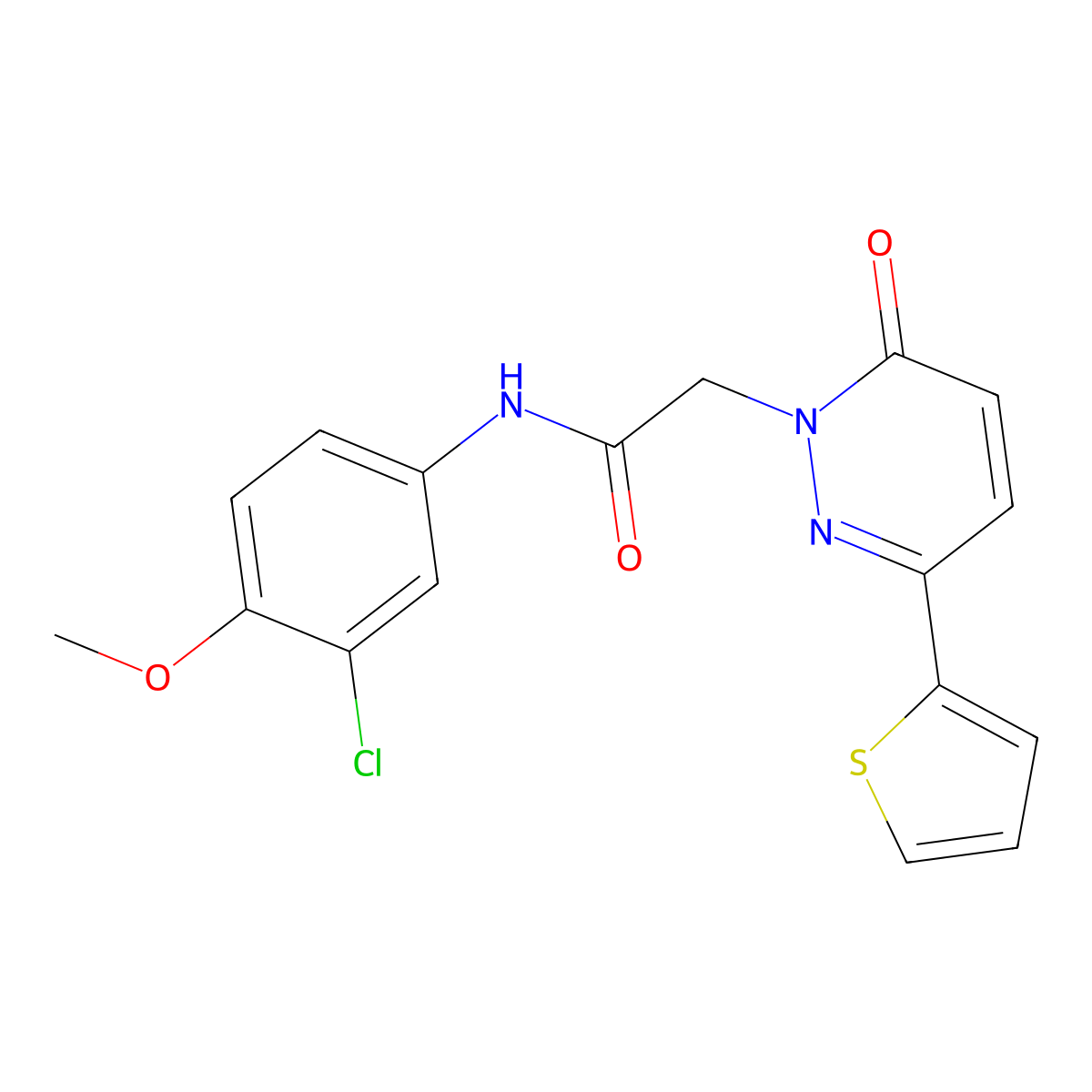 N-(3-chloro-4-methoxyphenyl)-2-(6-oxo-3-(thiophen-2-yl)pyridazin-1(6H)-yl)acetamide molecular structure, CAS 1246052-73-2