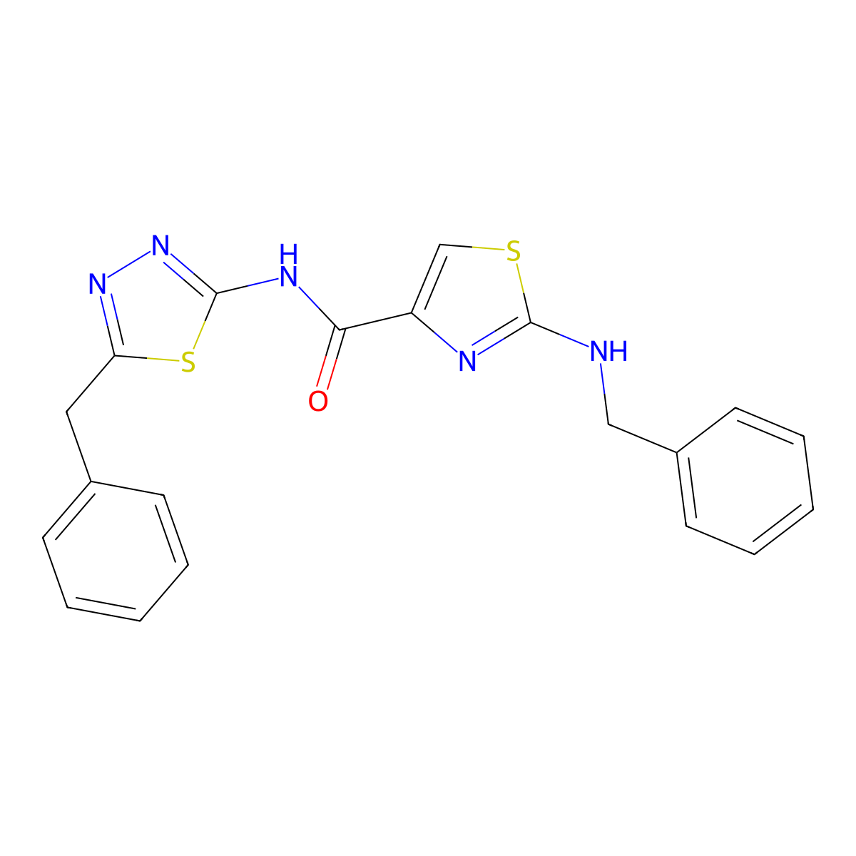 2-(benzylamino)-N~4~-(5-benzyl-1,3,4-thiadiazol-2-yl)-1,3-thiazole-4-carboxamide molecular structure, CAS 1246052-97-0