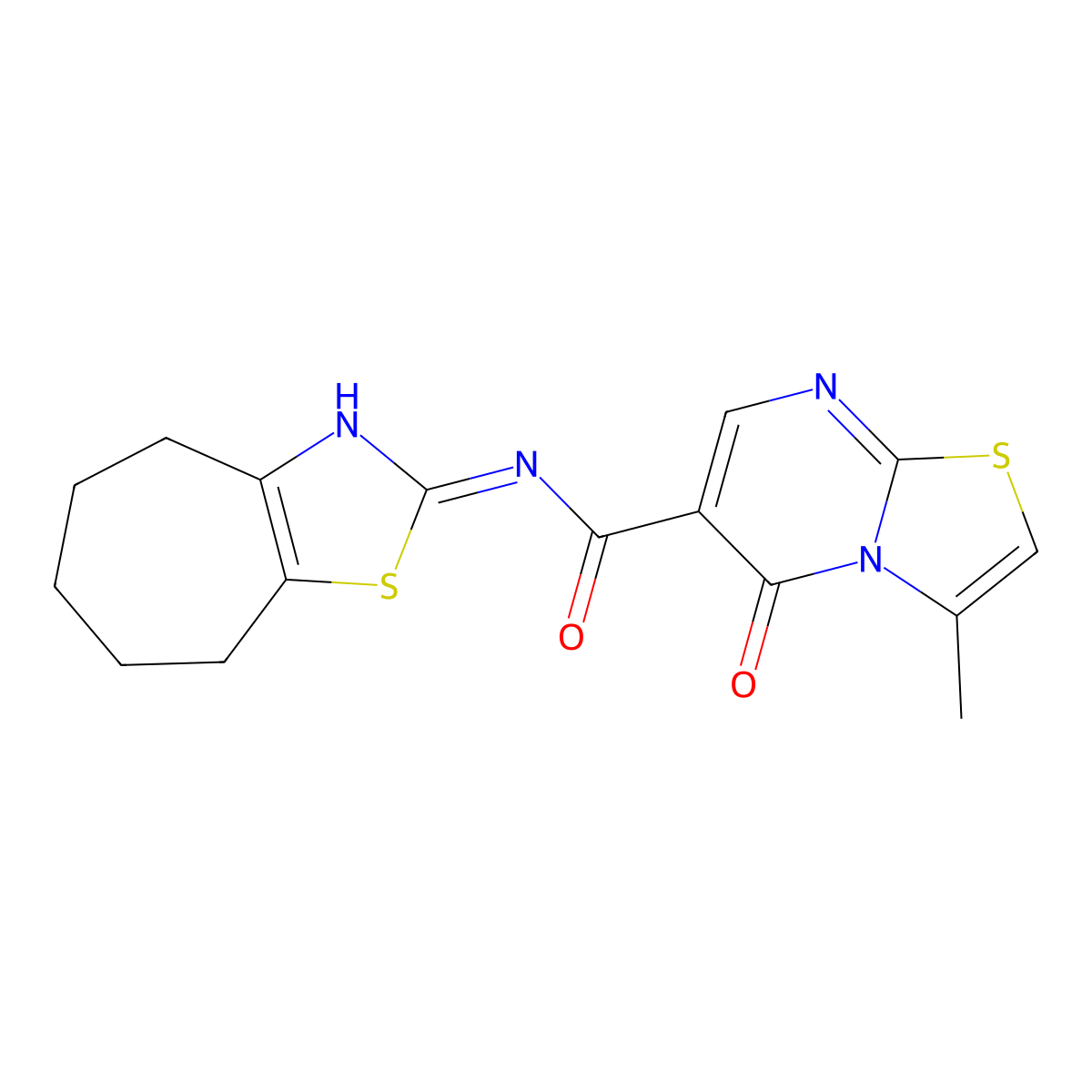 N-[(2Z)-3,4,5,6,7,8-hexahydro-2H-cyclohepta[d][1,3]thiazol-2-ylidene]-3-methyl-5-oxo-5H-[1,3]thiazolo[3,2-a]pyrimidine-6-carboxamide molecular structure, CAS 1246053-00-8