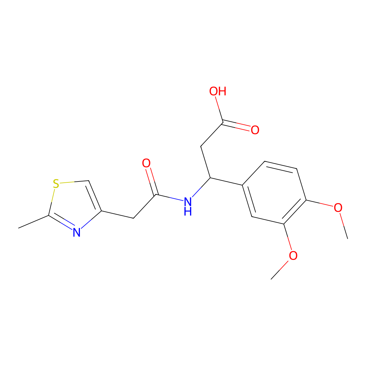 3-(3,4-Dimethoxyphenyl)-3-{[(2-methyl-1,3-thiazol-4-yl)acetyl]amino}propanoic acid molecular structure, CAS 1246053-29-1