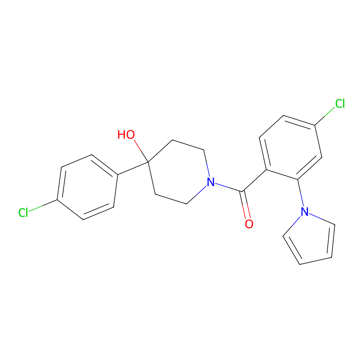 [4-(4-chlorophenyl)-4-hydroxypiperidino][4-chloro-2-(1H-pyrrol-1-yl)phenyl]methanone molecular structure, CAS 1246053-30-4
