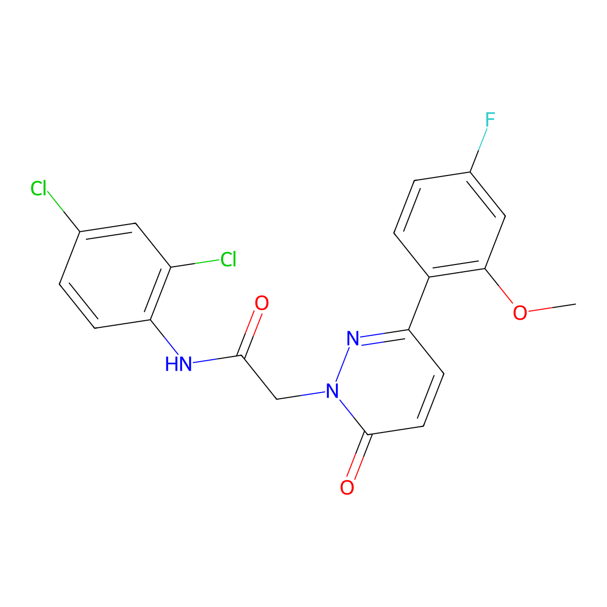 N-(2,4-dichlorophenyl)-2-[3-(4-fluoro-2-methoxyphenyl)-6-oxopyridazin-1(6H)-yl]acetamide molecular structure, CAS 1246053-34-8