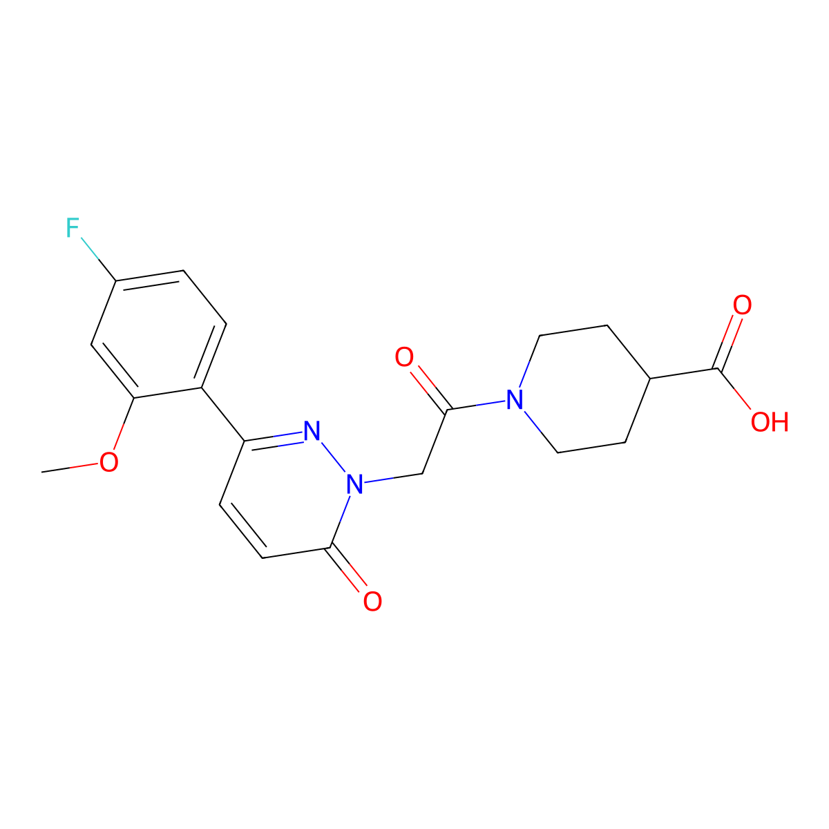 1-{[3-(4-fluoro-2-methoxyphenyl)-6-oxopyridazin-1(6H)-yl]acetyl}piperidine-4-carboxylic acid molecular structure, CAS 1246053-37-1