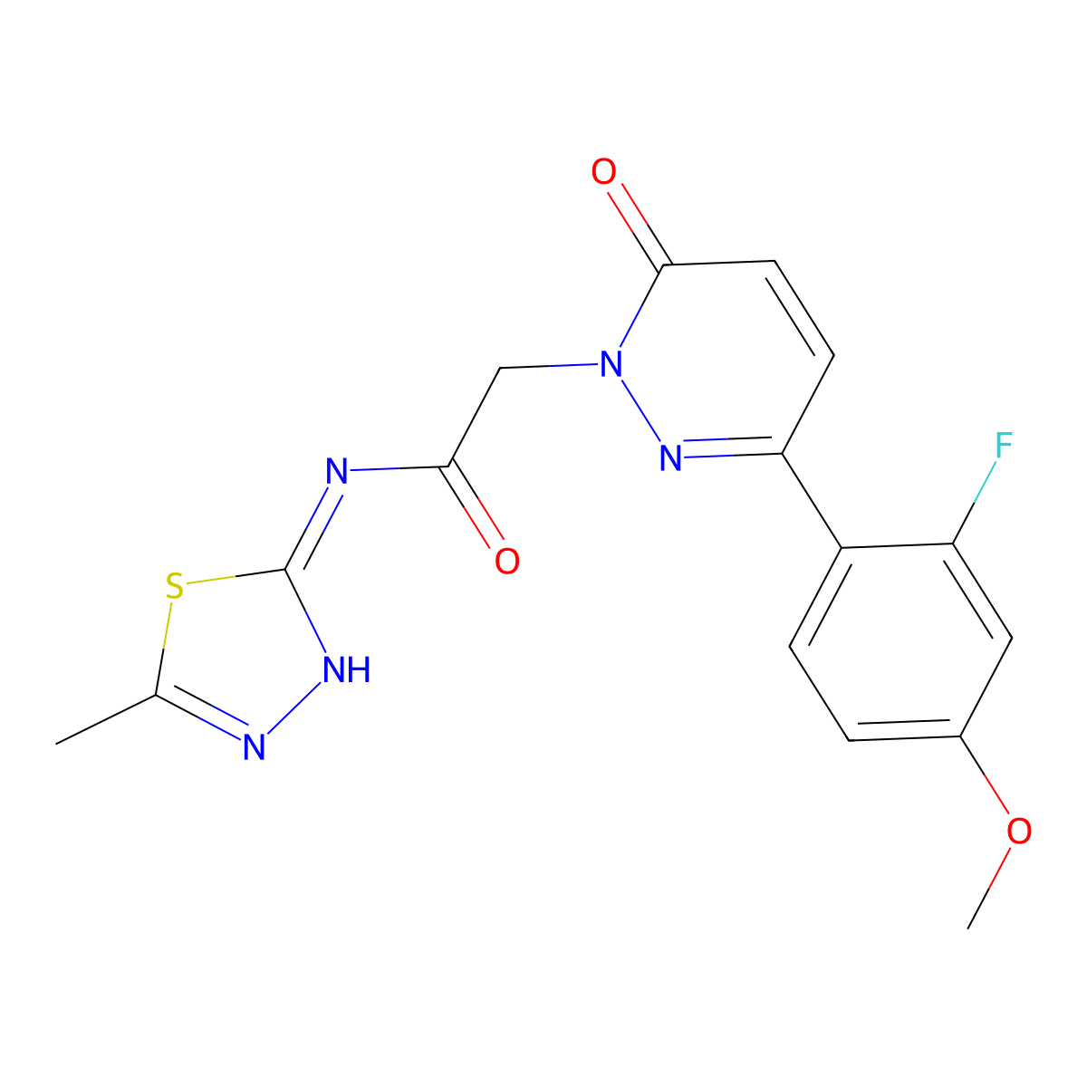 2-[3-(2-fluoro-4-methoxyphenyl)-6-oxopyridazin-1(6H)-yl]-N-[(2E)-5-methyl-1,3,4-thiadiazol-2(3H)-ylidene]acetamide molecular structure, CAS 1246053-59-7