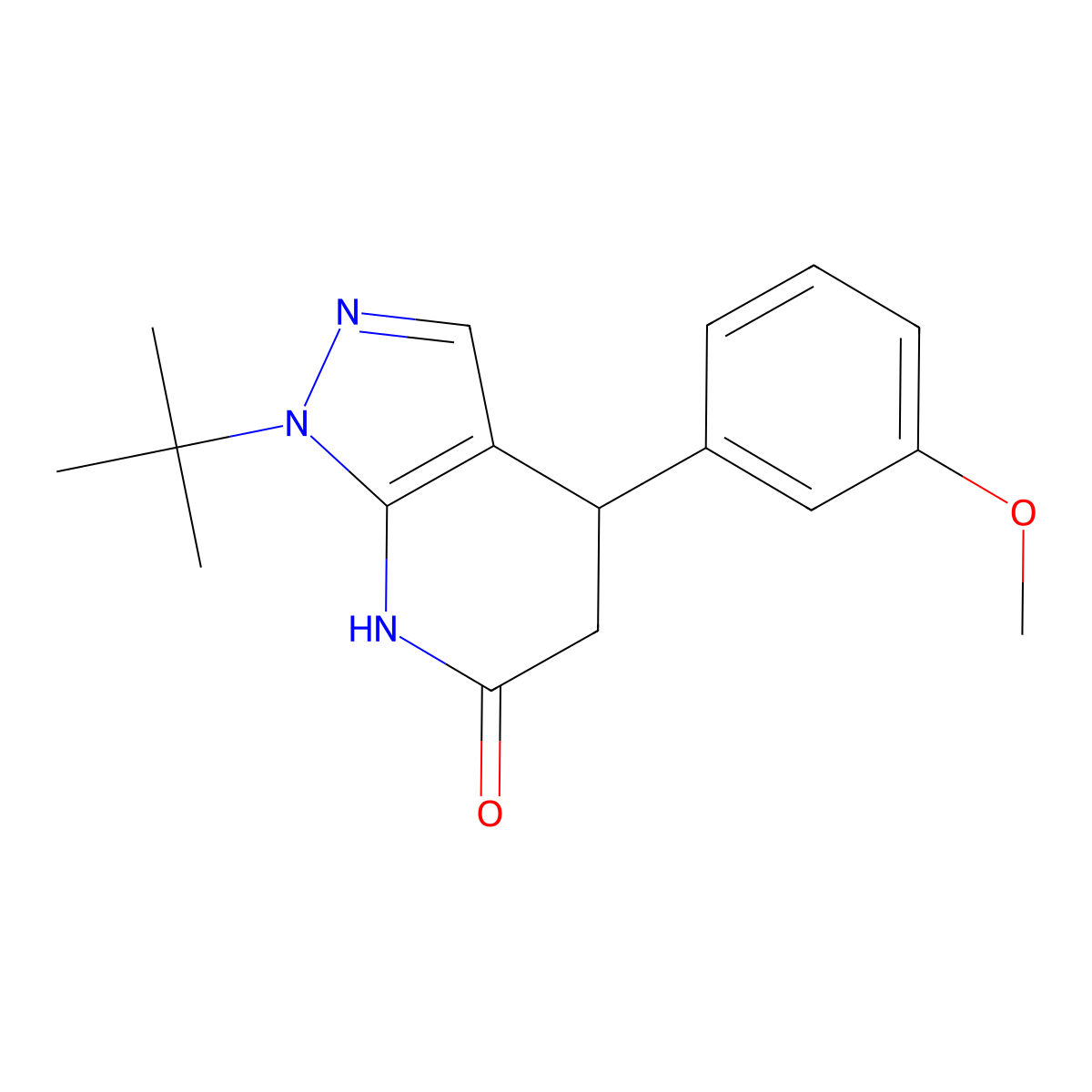 1-(tert-butyl)-4-(3-methoxyphenyl)-4,5-dihydro-1H-pyrazolo[3,4-b]pyridin-6(7H)-one molecular structure, CAS 1246053-91-7