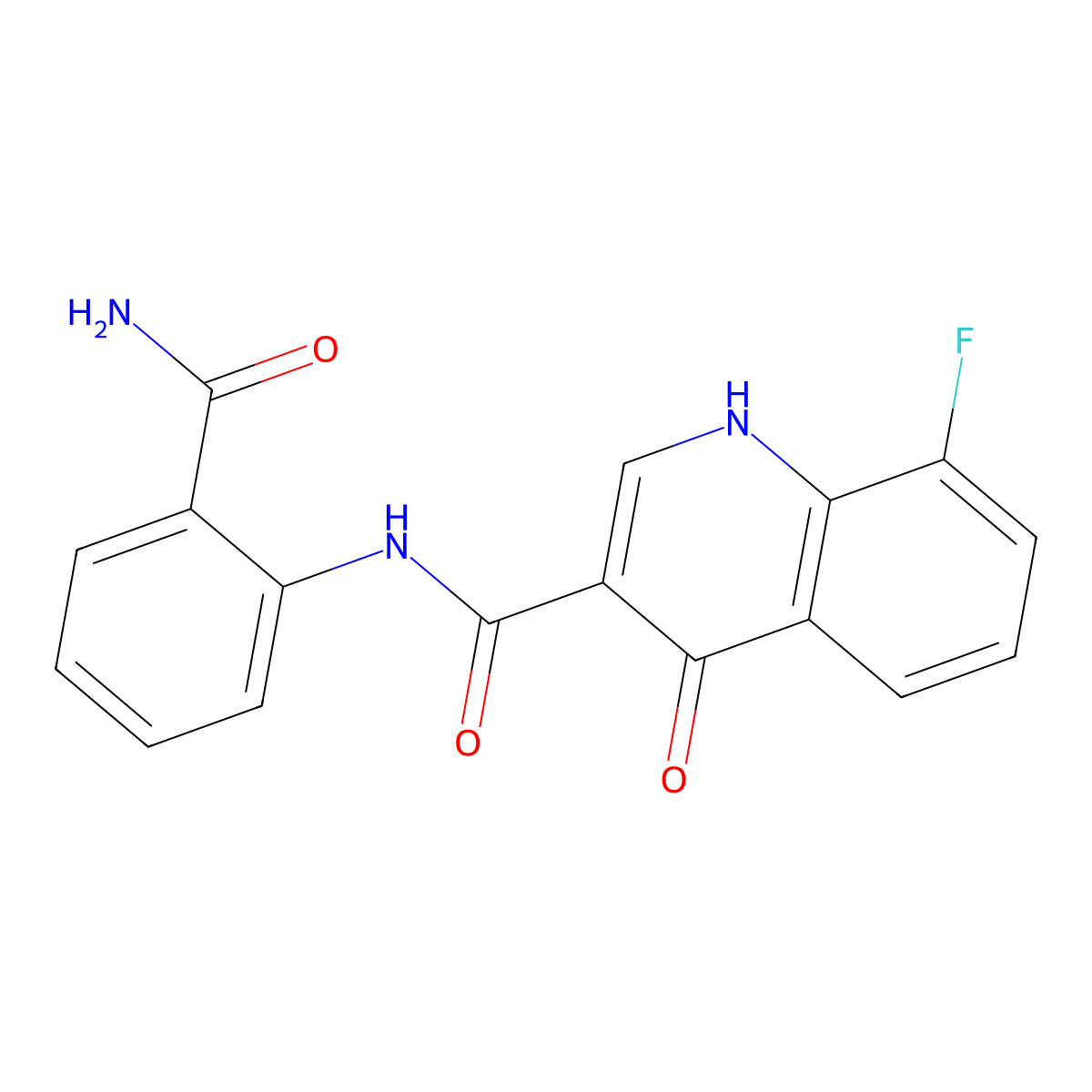 N-(2-carbamoylphenyl)-8-fluoro-4-hydroxyquinoline-3-carboxamide molecular structure, CAS 1246054-19-2