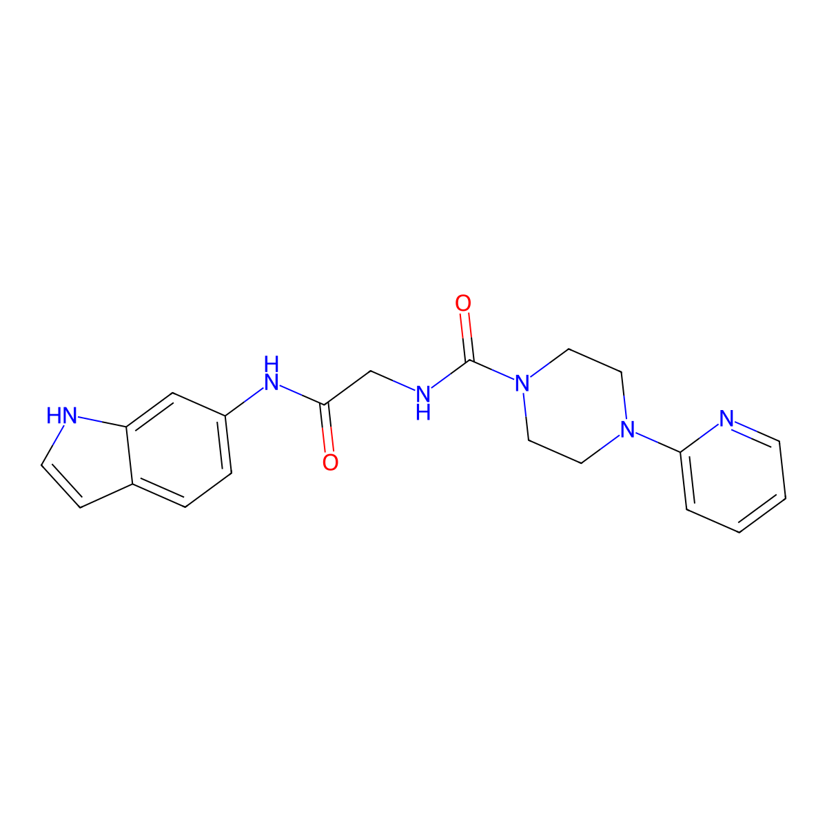 N-[2-(1H-indol-6-ylamino)-2-oxoethyl]-4-(pyridin-2-yl)piperazine-1-carboxamide molecular structure, CAS 1246054-21-6