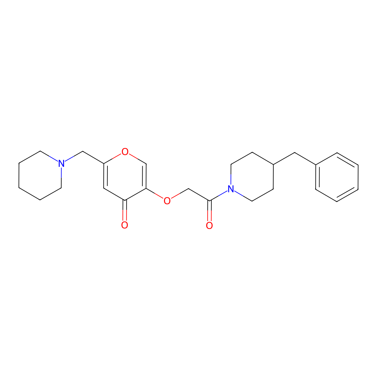 5-[2-(4-benzylpiperidin-1-yl)-2-oxoethoxy]-2-(piperidin-1-ylmethyl)-4H-pyran-4-one molecular structure, CAS 1246054-40-9