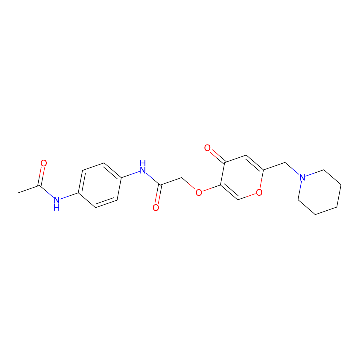 N-[4-(acetylamino)phenyl]-2-{[4-oxo-6-(piperidin-1-ylmethyl)-4H-pyran-3-yl]oxy}acetamide molecular structure, CAS 1246054-48-7