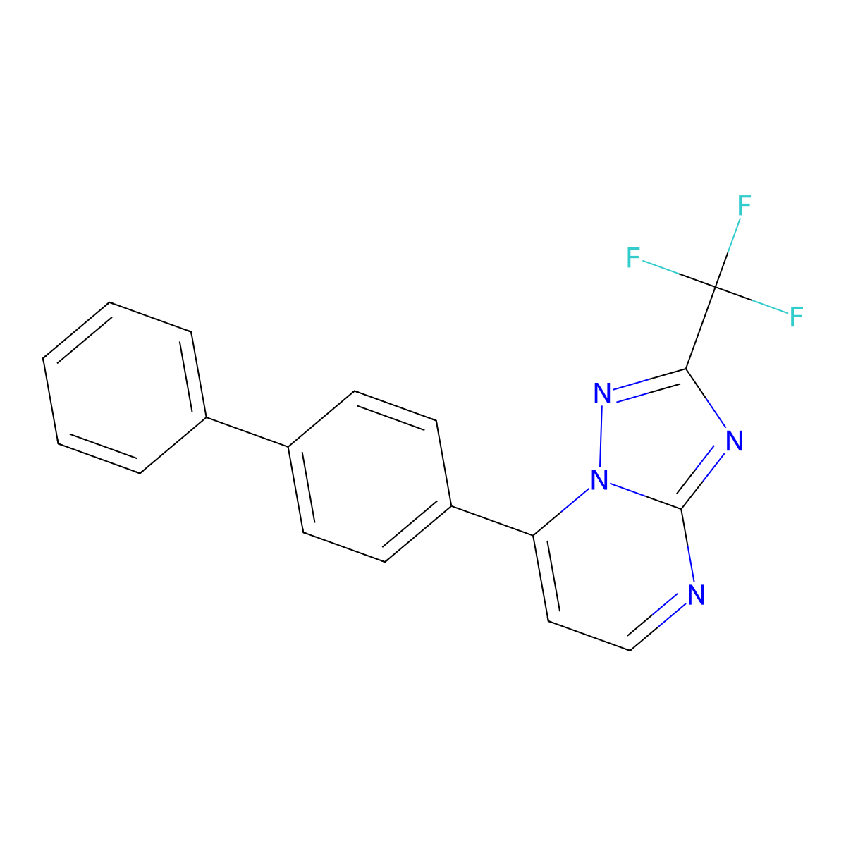 7-(Biphenyl-4-yl)-2-(trifluoromethyl)[1,2,4]triazolo[1,5-a]pyrimidine molecular structure, CAS 1246054-49-8