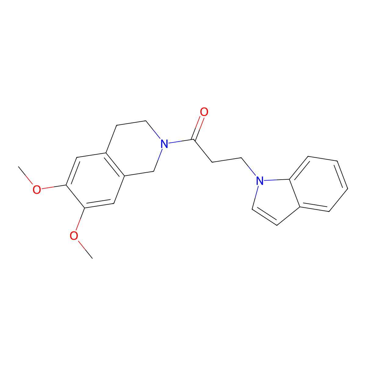 1-(6,7-dimethoxy-3,4-dihydroisoquinolin-2(1H)-yl)-3-(1H-indol-1-yl)propan-1-one molecular structure, CAS 1246054-63-6