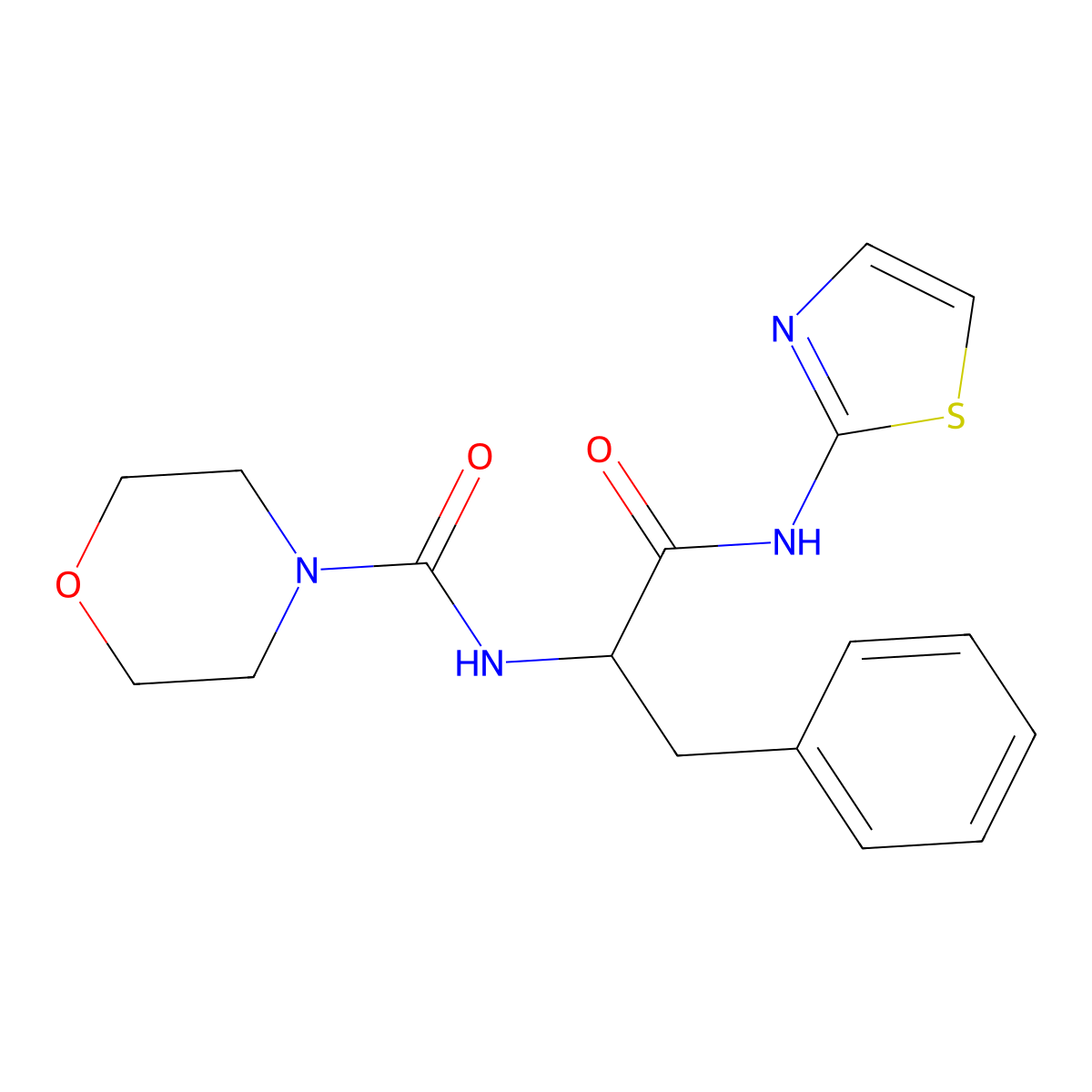 (S)-N-(1-Oxo-3-phenyl-1-(thiazol-2-ylamino)propan-2-yl)morpholine-4-carboxamide molecular structure, CAS 1246054-80-7
