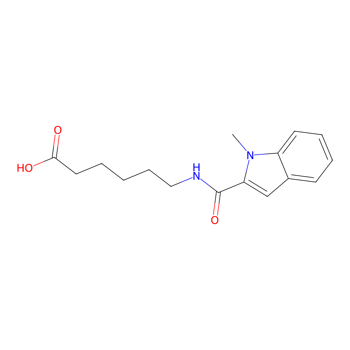 6-{[(1-methyl-1H-indol-2-yl)carbonyl]amino}hexanoic acid molecular structure, CAS 1246055-14-0