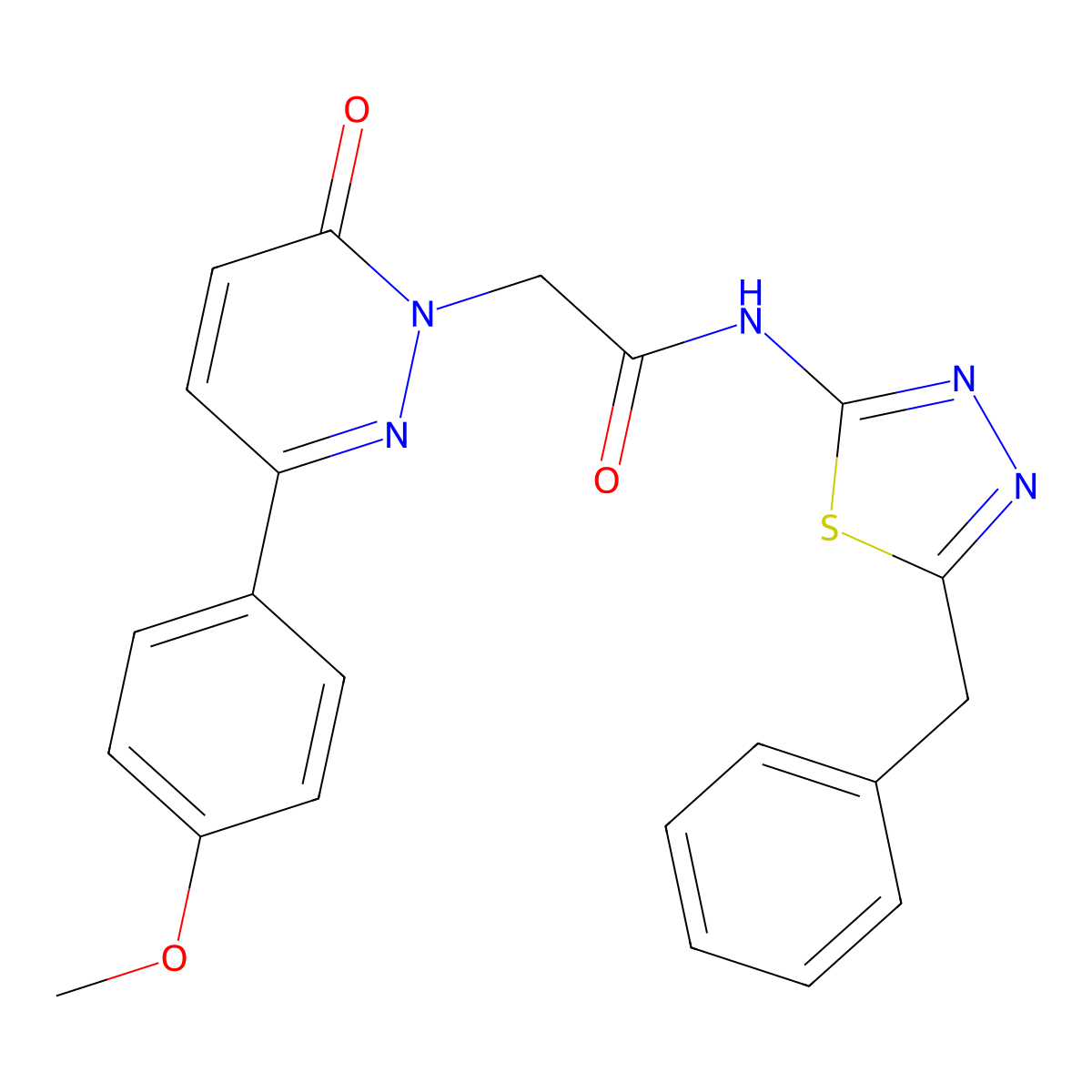 N-[(2E)-5-benzyl-1,3,4-thiadiazol-2(3H)-ylidene]-2-[3-(4-methoxyphenyl)-6-oxopyridazin-1(6H)-yl]acetamide molecular structure, CAS 1246055-43-5