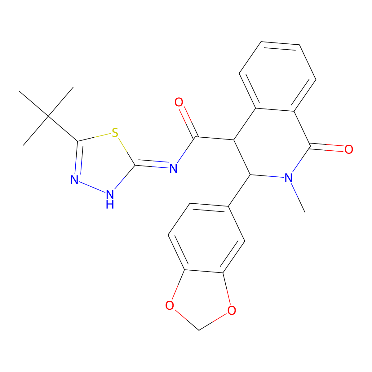 3-(1,3-benzodioxol-5-yl)-N-[(2Z)-5-tert-butyl-1,3,4-thiadiazol-2(3H)-ylidene]-2-methyl-1-oxo-1,2,3,4-tetrahydroisoquinoline-4-carboxamide molecular structure, CAS 1246055-56-0