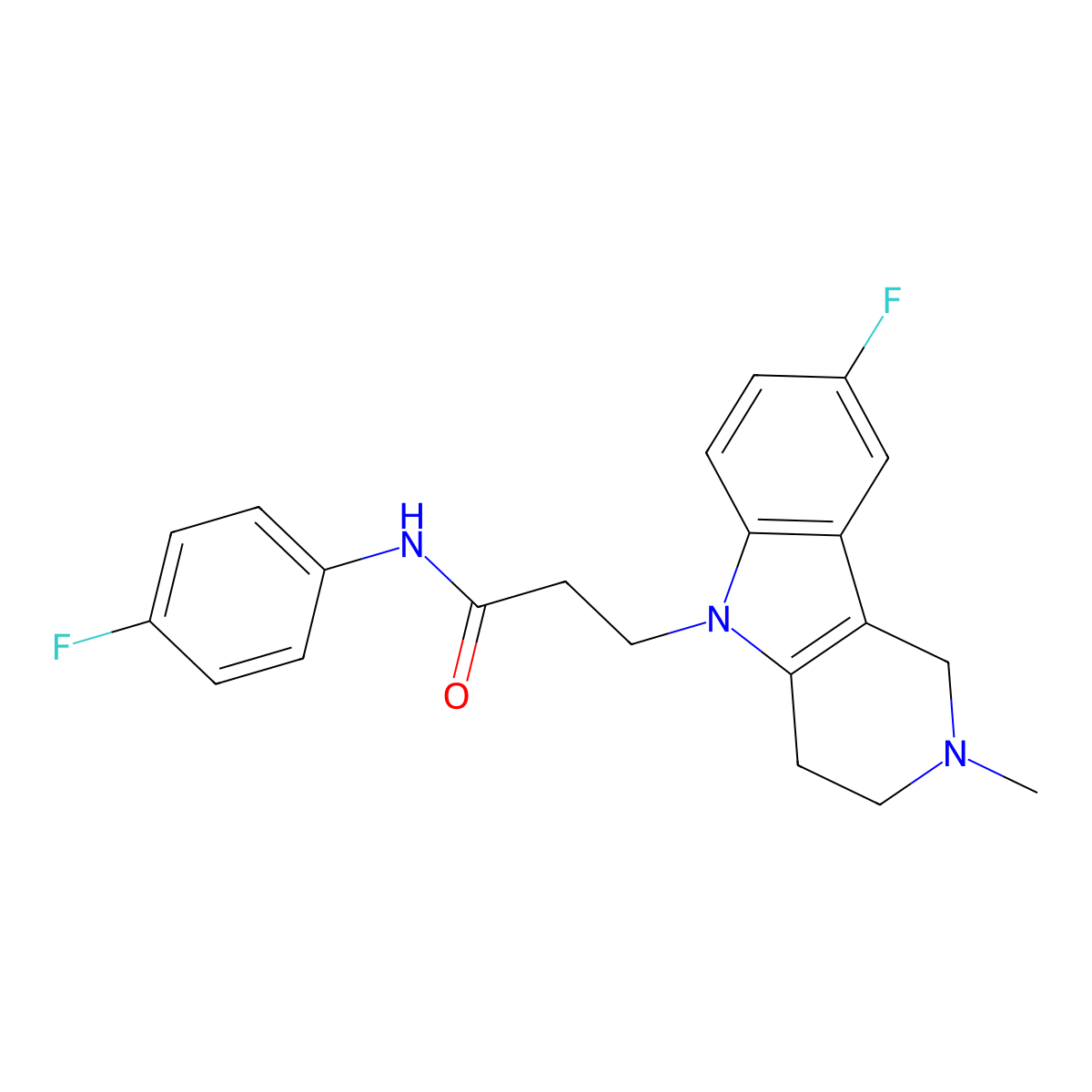 3-(8-fluoro-2-methyl-3,4-dihydro-1H-pyrido[4,3-b]indol-5(2H)-yl)-N-(4-fluorophenyl)propanamide molecular structure, CAS 1246055-76-4
