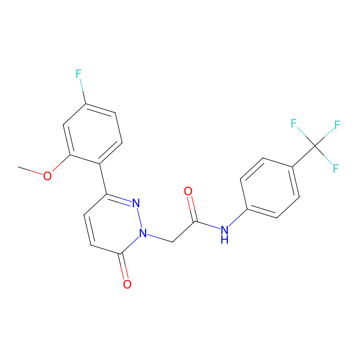 2-[3-(4-fluoro-2-methoxyphenyl)-6-oxopyridazin-1(6H)-yl]-N-[4-(trifluoromethyl)phenyl]acetamide molecular structure, CAS 1246055-78-6