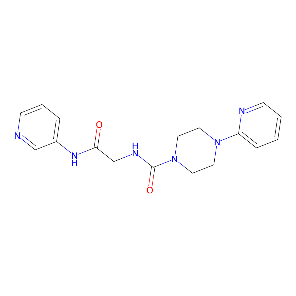 N-(2-oxo-2-(pyridin-3-ylamino)ethyl)-4-(pyridin-2-yl)piperazine-1-carboxamide molecular structure, CAS 1246055-90-2