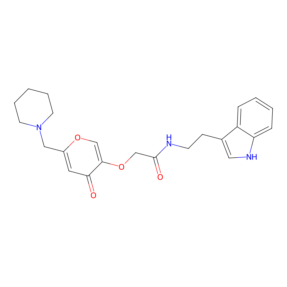 N-[2-(1H-indol-3-yl)ethyl]-2-{[4-oxo-6-(piperidin-1-ylmethyl)-4H-pyran-3-yl]oxy}acetamide molecular structure, CAS 1246055-99-1