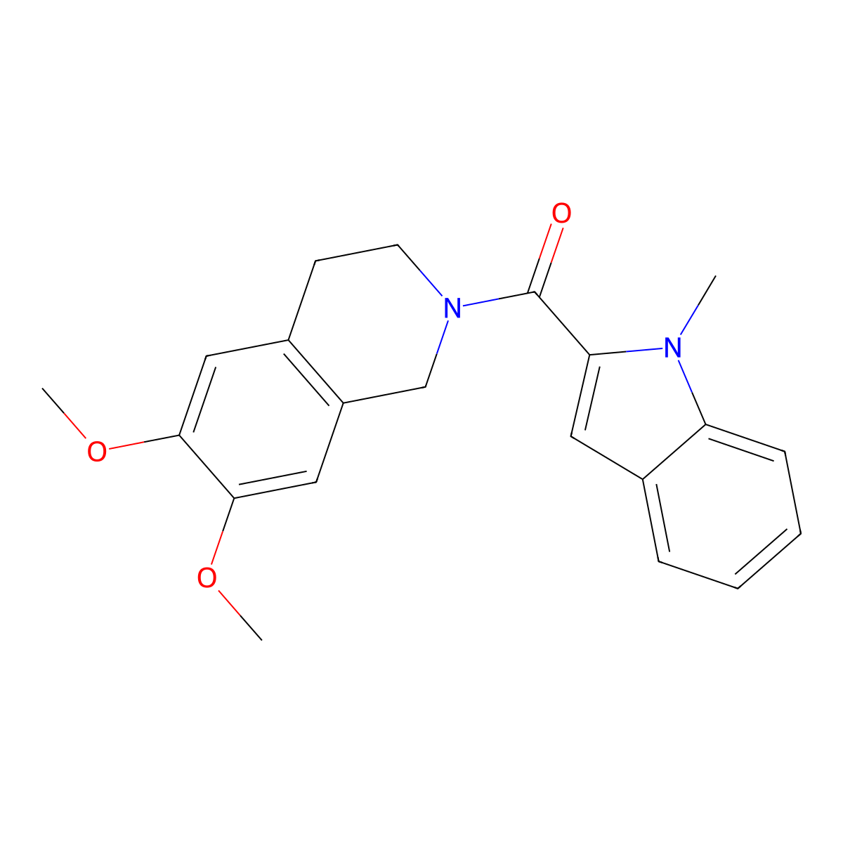 (6,7-dimethoxy-3,4-dihydroisoquinolin-2(1H)-yl)(1-methyl-1H-indol-2-yl)methanone molecular structure, CAS 1246056-17-6