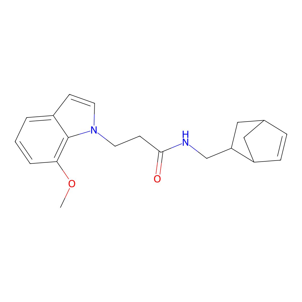 N-(bicyclo[2.2.1]hept-5-en-2-ylmethyl)-3-(7-methoxy-1H-indol-1-yl)propanamide molecular structure, CAS 1246056-47-2