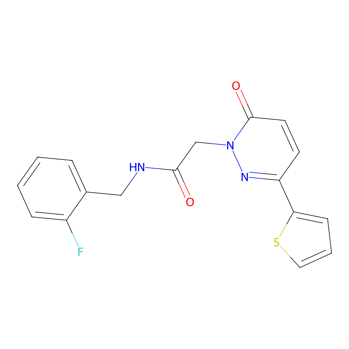 N-(2-fluorobenzyl)-2-(6-oxo-3-(thiophen-2-yl)pyridazin-1(6H)-yl)acetamide molecular structure, CAS 1246056-70-1