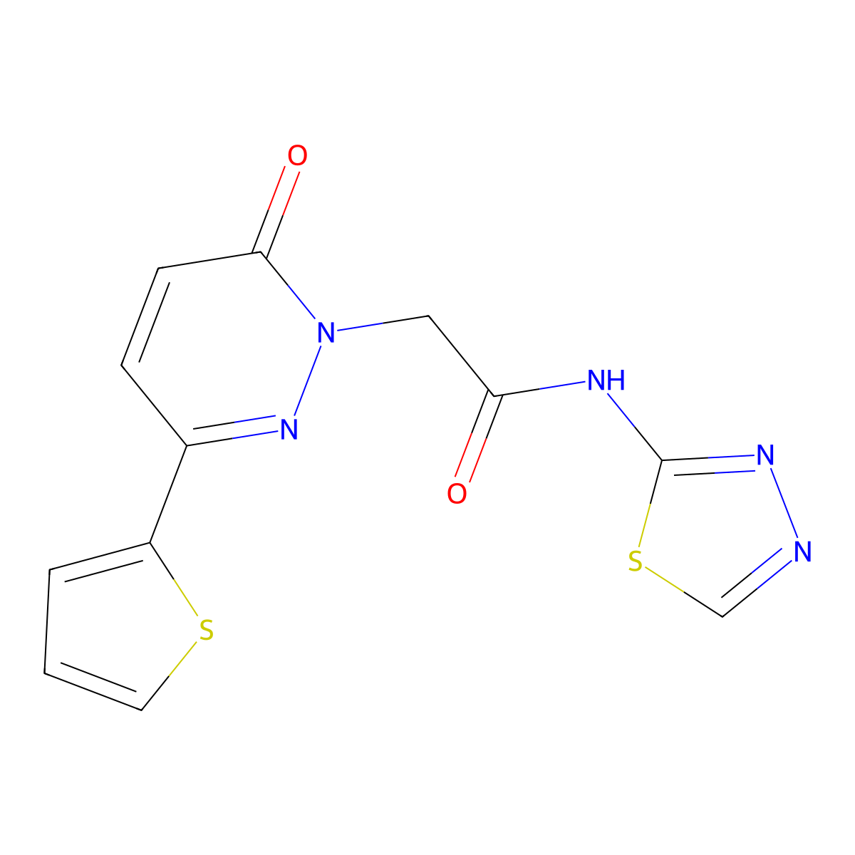 2-[6-oxo-3-(thiophen-2-yl)pyridazin-1(6H)-yl]-N-[(2E)-1,3,4-thiadiazol-2(3H)-ylidene]acetamide molecular structure, CAS 1246056-82-5