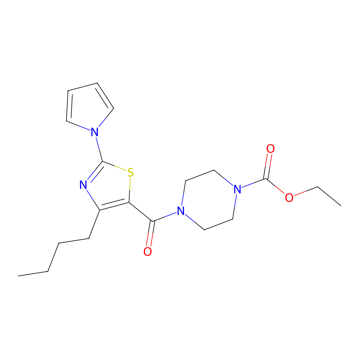 ethyl 4-{[4-butyl-2-(1H-pyrrol-1-yl)-1,3-thiazol-5-yl]carbonyl}piperazine-1-carboxylate molecular structure, CAS 1246056-91-6