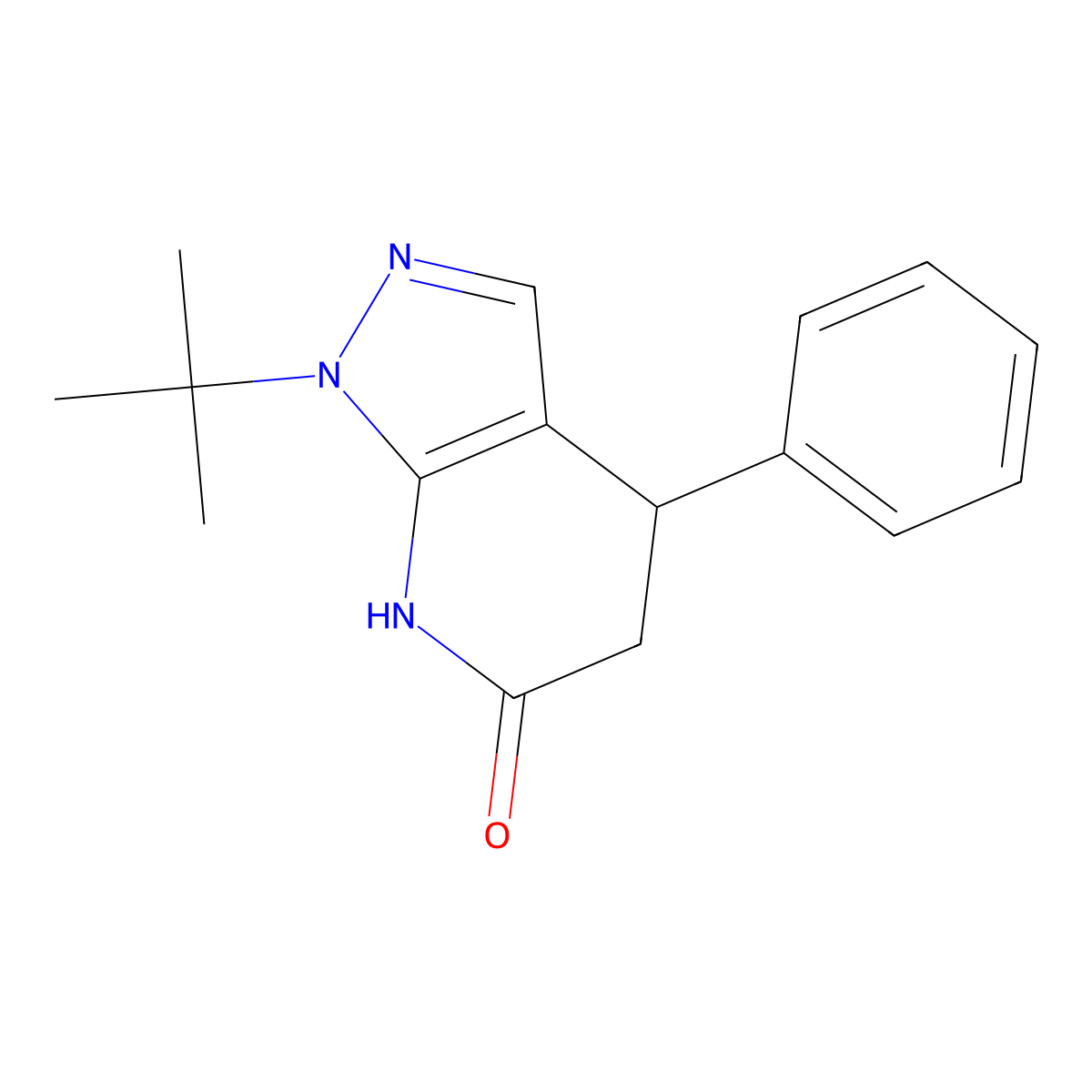 1-(tert-butyl)-4-phenyl-4,5-dihydro-1H-pyrazolo[3,4-b]pyridin-6(7H)-one molecular structure, CAS 1246056-92-7